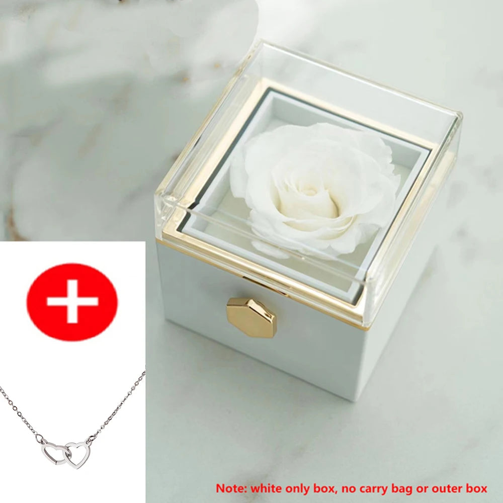 Rotating Rose Jewelry Gift Box with Custom Necklace