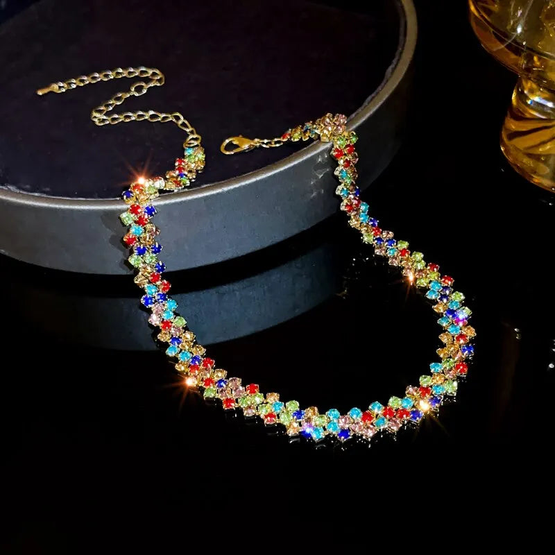 Gleaming Geometric Rhinestone Choker – Elegant Sparkle for Weddings, Parties & Gifts