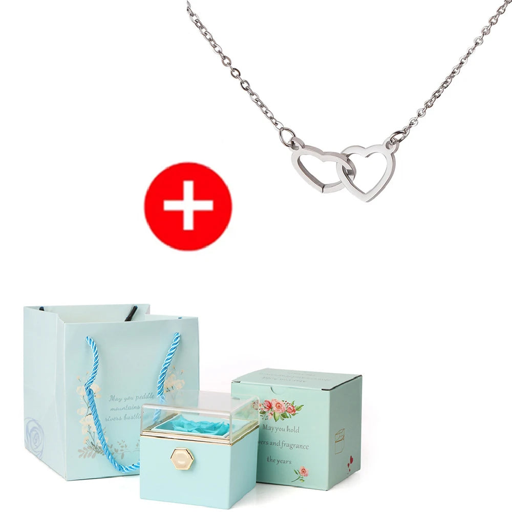 Rotating Rose Jewelry Gift Box with Custom Necklace