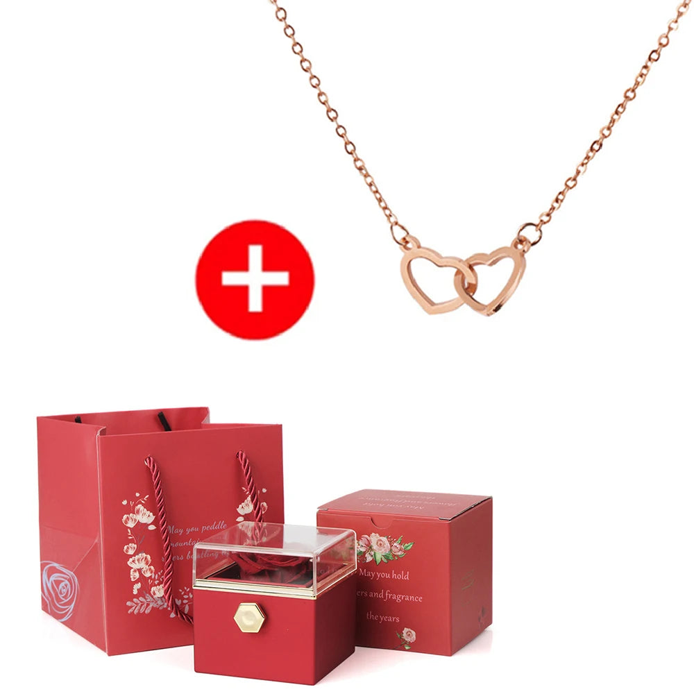 Rotating Rose Jewelry Gift Box with Custom Necklace