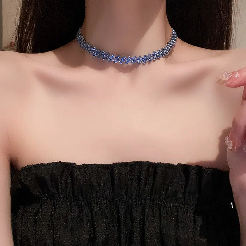 Gleaming Geometric Rhinestone Choker – Elegant Sparkle for Weddings, Parties & Gifts