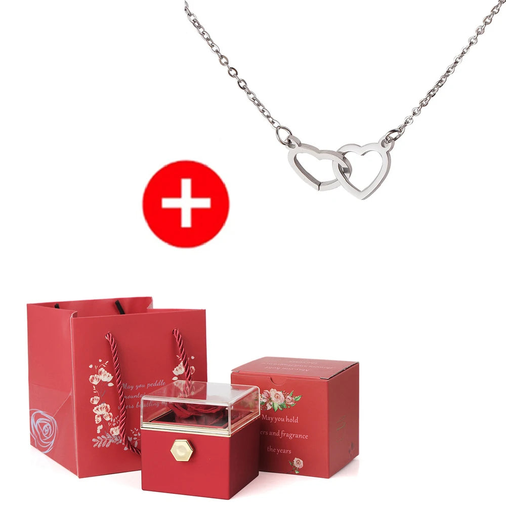 Rotating Rose Jewelry Gift Box with Custom Necklace