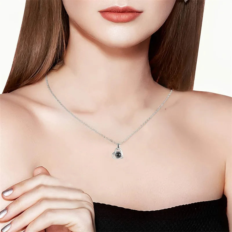 Moderna Personalized Photo Projection Necklace – "I Love You" Hidden Image Pendant