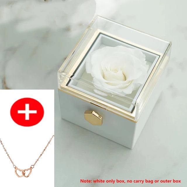 Rotating Rose Jewelry Gift Box with Custom Necklace